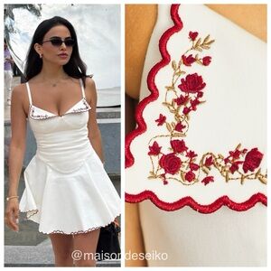 NWT Loba Mini Dress White Sofia Embroidered Floral size XS